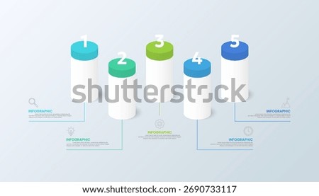 3D Cylindrical Infographic Bar Chart