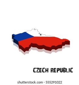 3D Czech Republic map and flag