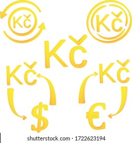 3D Czechian Koruna currency symbol  icon of Czech Republic vector illustration  on a white background