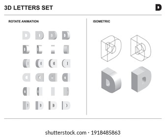 3d D Alphabet Letters Set Animate Isometric Wireframe Vector