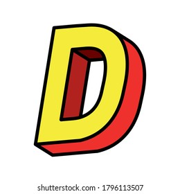 3d d letter design, lettering typography retro and comic theme Vector illustration