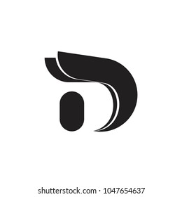 3D D letter with wing logo design vector