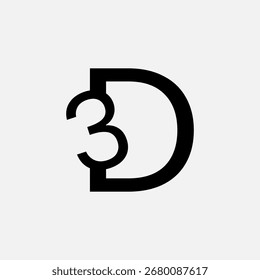 3D, D3 minimalis logo design