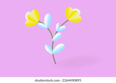3D Daisy flowers with their fallen petals isolated on pink background