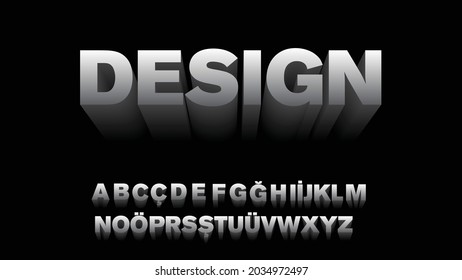 3d Dark Font Alphabet shadow