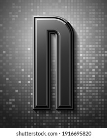 3d dark font with flare, trendy condensed alphabet sans serif, modern beveled letter N on a pixel background, mosaic vector illustration 10eps.