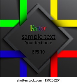 3d dark frame with color ribbons / vector eps 10