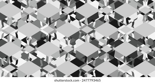 3D Dark Geometric Seamless Pattern. Flat Vector illustration. decorative element for card design, fabric print. 