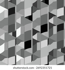 3D Dark Geometric Seamless Pattern. Flat Vector illustration. decorative element for card design, fabric print. 