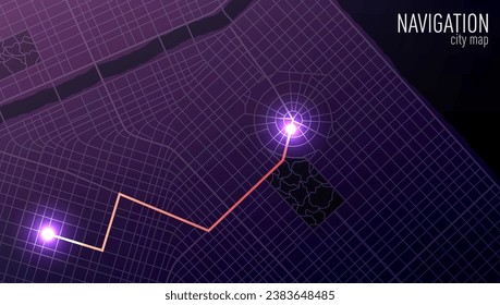3D Dark Infographic Of City Map Navigation. EPS10 Vector