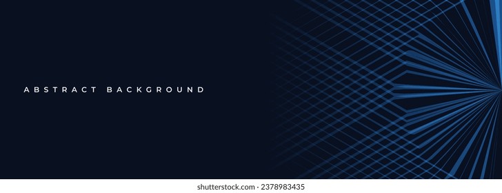3D dark modern abstract background with blue striped grid effect. Futuristic technology concept banner design. Vector illustration