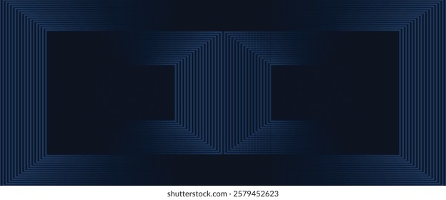 3D dark modern abstract background with blue striped grid effect. Futuristic technology concept banner design. Vector illustration