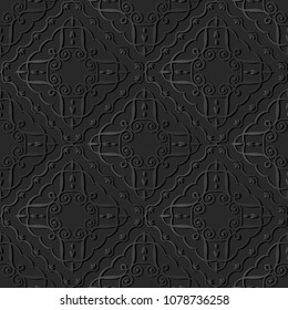 3D dark paper art Check Curve spiral Vortex Cross Frame Vine, Vector stylish decoration pattern background for web banner greeting card design