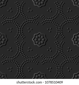 3D dark paper art Curve Dot Line Frame Flower, Vector stylish decoration pattern background for web banner greeting card design