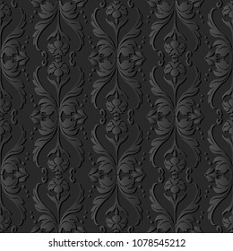 3D dark paper art Curve Wave Cross Dot Line Leaf Flower, Vector stylish decoration pattern background for web banner greeting card design