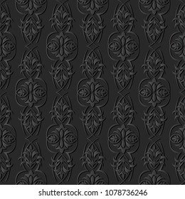 3D dark paper art Garden Curve Cross Vine Flower Leaf, Vector stylish decoration pattern background for web banner greeting card design