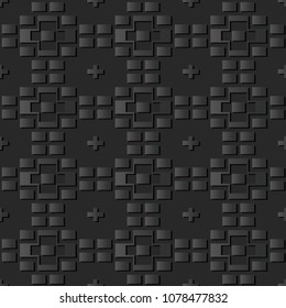 3D dark paper art Geometry Brick Cross Check, Vector stylish decoration pattern background for web banner greeting card design