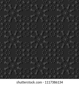 3D dark paper art Islamic geometry cross pattern seamless background, Vector stylish decoration pattern background for web banner greeting card design