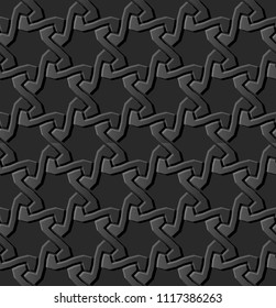 3D dark paper art Islamic geometry cross pattern seamless background, Vector stylish decoration pattern background for web banner greeting card design