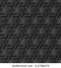 3D dark paper art Islamic geometry cross pattern seamless background, Vector stylish decoration pattern background for web banner greeting card design