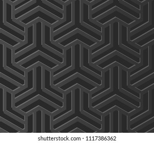 3D dark paper art Islamic geometry cross pattern seamless background, Vector stylish decoration pattern background for web banner greeting card design