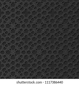 3D dark paper art Islamic geometry cross pattern seamless background, Vector stylish decoration pattern background for web banner greeting card design