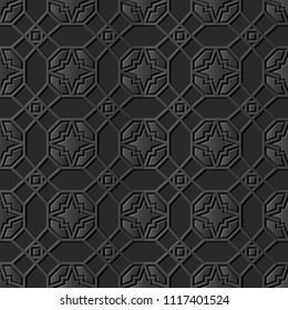 3D dark paper art Islamic geometry cross pattern seamless background, Vector stylish decoration pattern background for web banner greeting card design