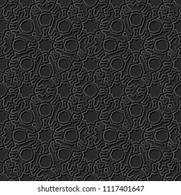 3D dark paper art Islamic geometry cross pattern seamless background, Vector stylish decoration pattern background for web banner greeting card design