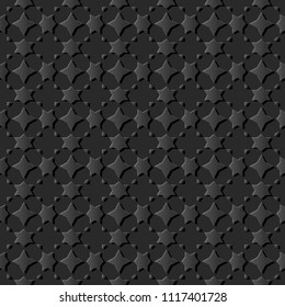 3D dark paper art Islamic geometry cross pattern seamless background, Vector stylish decoration pattern background for web banner greeting card design