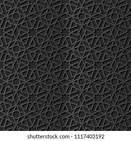3D dark paper art Islamic geometry cross pattern seamless background, Vector stylish decoration pattern background for web banner greeting card design