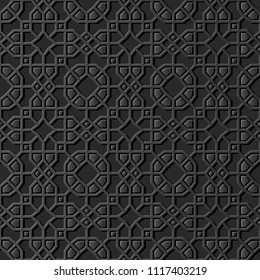 3D dark paper art Islamic geometry cross pattern seamless background, Vector stylish decoration pattern background for web banner greeting card design