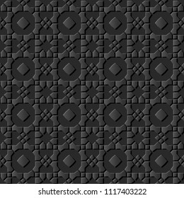 3D dark paper art Islamic geometry cross pattern seamless background, Vector stylish decoration pattern background for web banner greeting card design