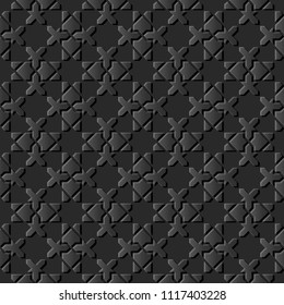 3D dark paper art Islamic geometry cross pattern seamless background, Vector stylish decoration pattern background for web banner greeting card design
