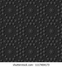 3D dark paper art Islamic geometry cross pattern seamless background, Vector stylish decoration pattern background for web banner greeting card design