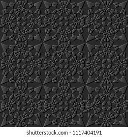 3D dark paper art Islamic geometry cross pattern seamless background, Vector stylish decoration pattern background for web banner greeting card design