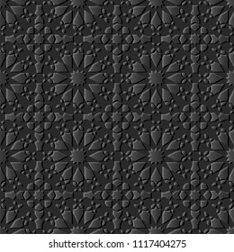 3D dark paper art Islamic geometry cross pattern seamless background, Vector stylish decoration pattern background for web banner greeting card design