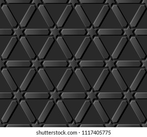 3D dark paper art Islamic geometry cross pattern seamless background, Vector stylish decoration pattern background for web banner greeting card design