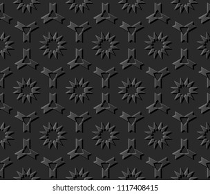 3D dark paper art Islamic geometry cross pattern seamless background, Vector stylish decoration pattern background for web banner greeting card design