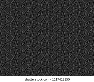 3D dark paper art Islamic geometry cross pattern seamless background, Vector stylish decoration pattern background for web banner greeting card design