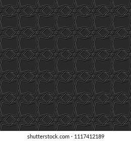 3D dark paper art Islamic geometry cross pattern seamless background, Vector stylish decoration pattern background for web banner greeting card design