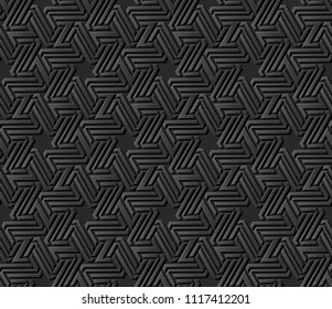 3D dark paper art Islamic geometry cross pattern seamless background, Vector stylish decoration pattern background for web banner greeting card design