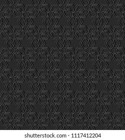 3D dark paper art Islamic geometry cross pattern seamless background, Vector stylish decoration pattern background for web banner greeting card design