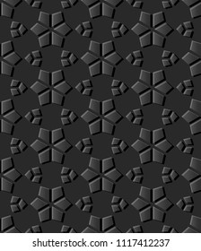 3D dark paper art Islamic geometry cross pattern seamless background, Vector stylish decoration pattern background for web banner greeting card design