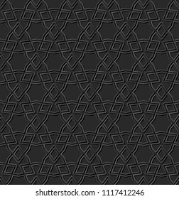 3D dark paper art Islamic geometry cross pattern seamless background, Vector stylish decoration pattern background for web banner greeting card design