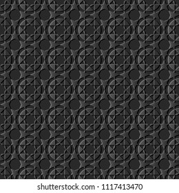 3D dark paper art Islamic geometry cross pattern seamless background, Vector stylish decoration pattern background for web banner greeting card design