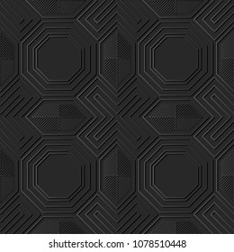 3D dark paper art Polygon Cross Spiral Frame Line, Vector stylish decoration pattern background for web banner greeting card design