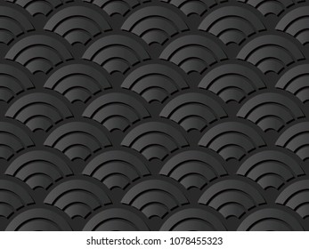 3D dark paper art Round Curve Cross Scale, Vector stylish decoration pattern background for web banner greeting card design