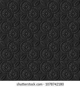 3D dark paper art Round Curve Cross Frame Line Flower, Vector stylish decoration pattern background for web banner greeting card design