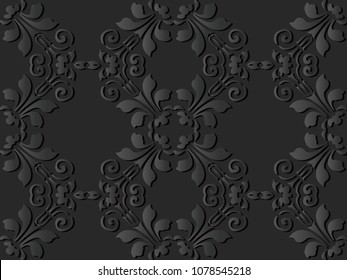 3D dark paper art Spiral Curve Vortex Cross Leaf Flower, Vector stylish decoration pattern background for web banner greeting card design