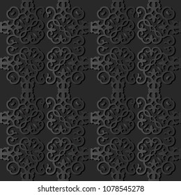 3D dark paper art Spiral Vortex Curve Cross Square Frame, Vector stylish decoration pattern background for web banner greeting card design